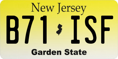 NJ license plate B71ISF