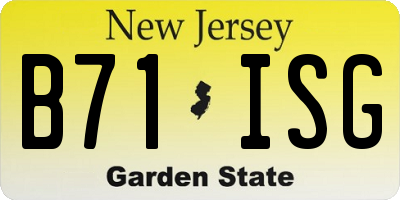 NJ license plate B71ISG