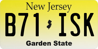 NJ license plate B71ISK