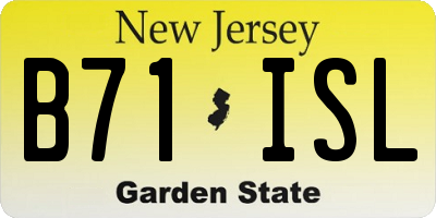 NJ license plate B71ISL