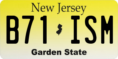 NJ license plate B71ISM
