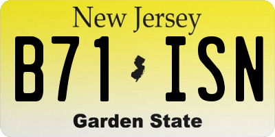 NJ license plate B71ISN