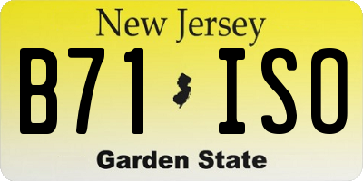 NJ license plate B71ISO