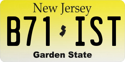 NJ license plate B71IST