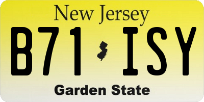 NJ license plate B71ISY