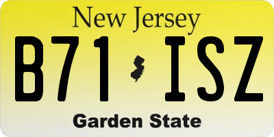 NJ license plate B71ISZ