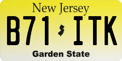 NJ license plate B71ITK