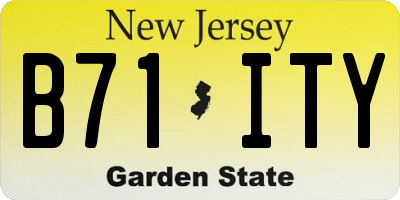 NJ license plate B71ITY