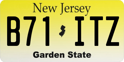 NJ license plate B71ITZ