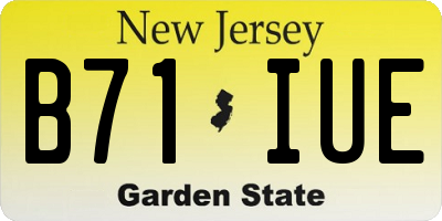NJ license plate B71IUE