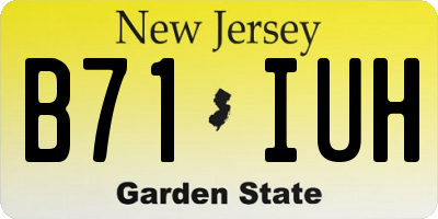 NJ license plate B71IUH