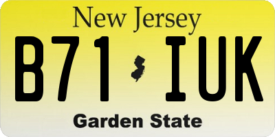 NJ license plate B71IUK