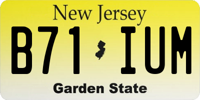 NJ license plate B71IUM