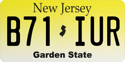 NJ license plate B71IUR