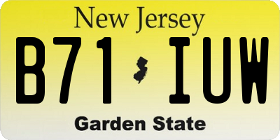 NJ license plate B71IUW