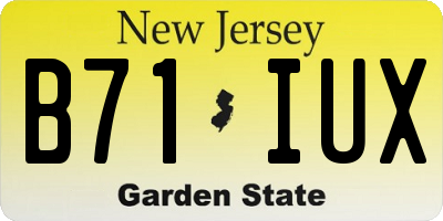 NJ license plate B71IUX