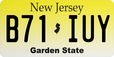 NJ license plate B71IUY