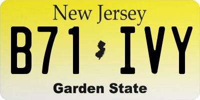 NJ license plate B71IVY