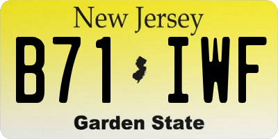 NJ license plate B71IWF