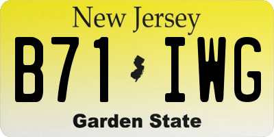 NJ license plate B71IWG