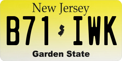 NJ license plate B71IWK