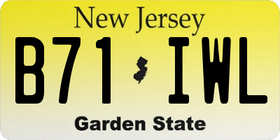 NJ license plate B71IWL