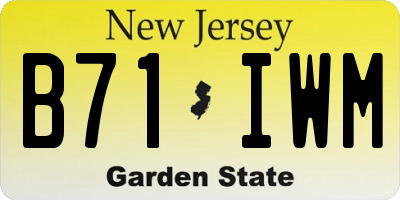 NJ license plate B71IWM