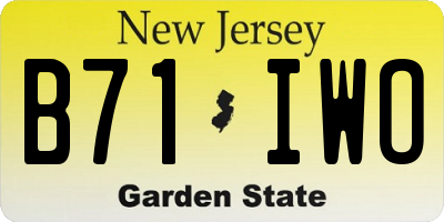 NJ license plate B71IWO