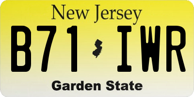 NJ license plate B71IWR