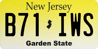 NJ license plate B71IWS
