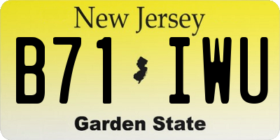 NJ license plate B71IWU