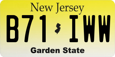 NJ license plate B71IWW