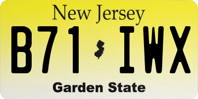 NJ license plate B71IWX