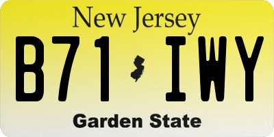 NJ license plate B71IWY