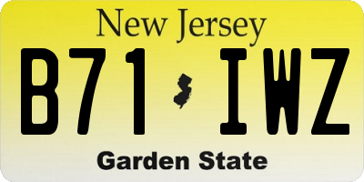 NJ license plate B71IWZ