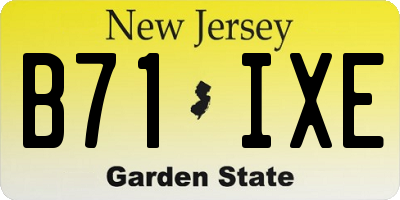 NJ license plate B71IXE