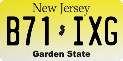 NJ license plate B71IXG