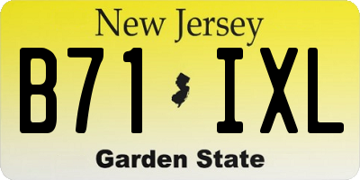 NJ license plate B71IXL
