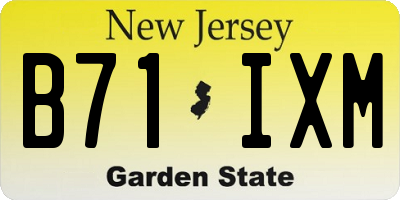 NJ license plate B71IXM