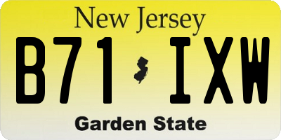 NJ license plate B71IXW