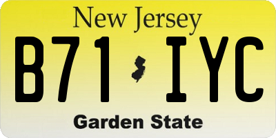 NJ license plate B71IYC