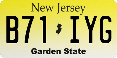 NJ license plate B71IYG