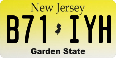 NJ license plate B71IYH