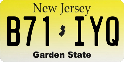 NJ license plate B71IYQ
