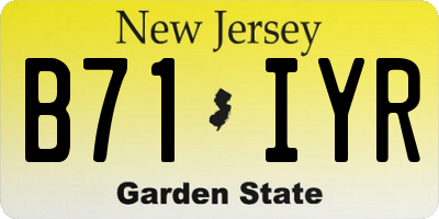 NJ license plate B71IYR