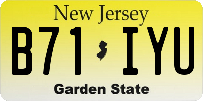 NJ license plate B71IYU