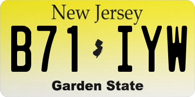 NJ license plate B71IYW