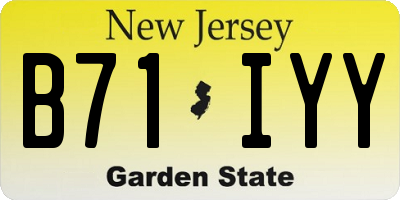 NJ license plate B71IYY