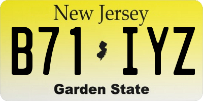 NJ license plate B71IYZ