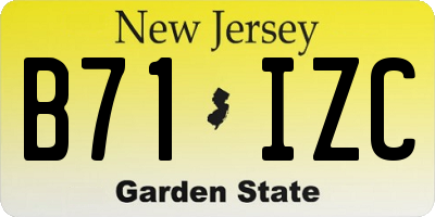 NJ license plate B71IZC